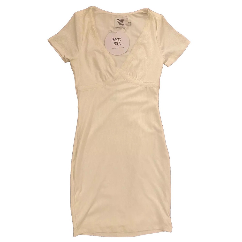 NEW PRINCESS POLLY Women's Edith Short Sleeve Mini Dress White Size 4